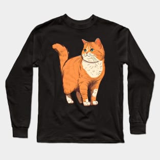 Fat Orange Cat - Funny Chonk Meme Cat Long Sleeve T-Shirt